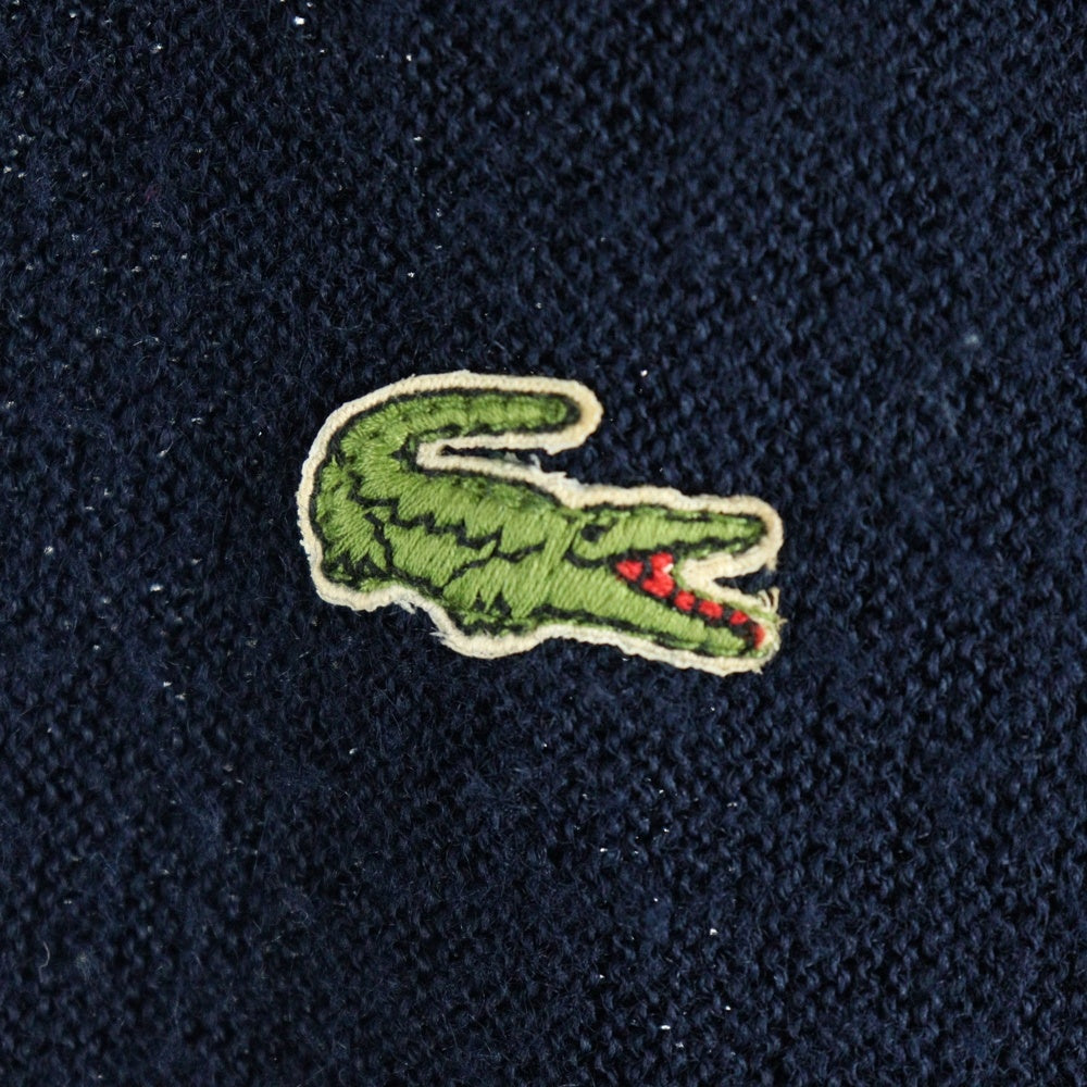 LACOSTE(ラコステ) OLD USA製 ロゴ刺繍 長袖ニット カーディガン ネイビー