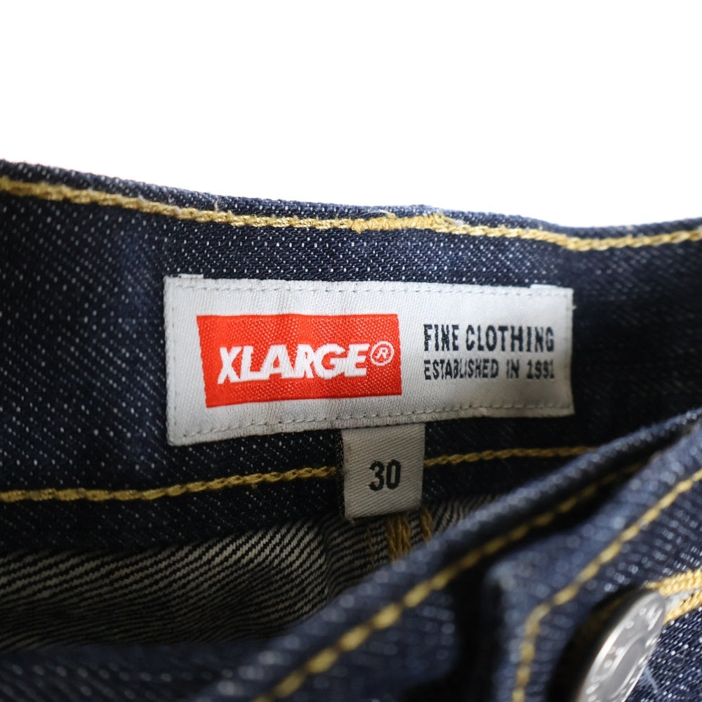 X-LARGE(エクストララージ) バックポケットロゴ刺繍 ペインターハーフパンツ デニムショーツ インディゴ 0141706