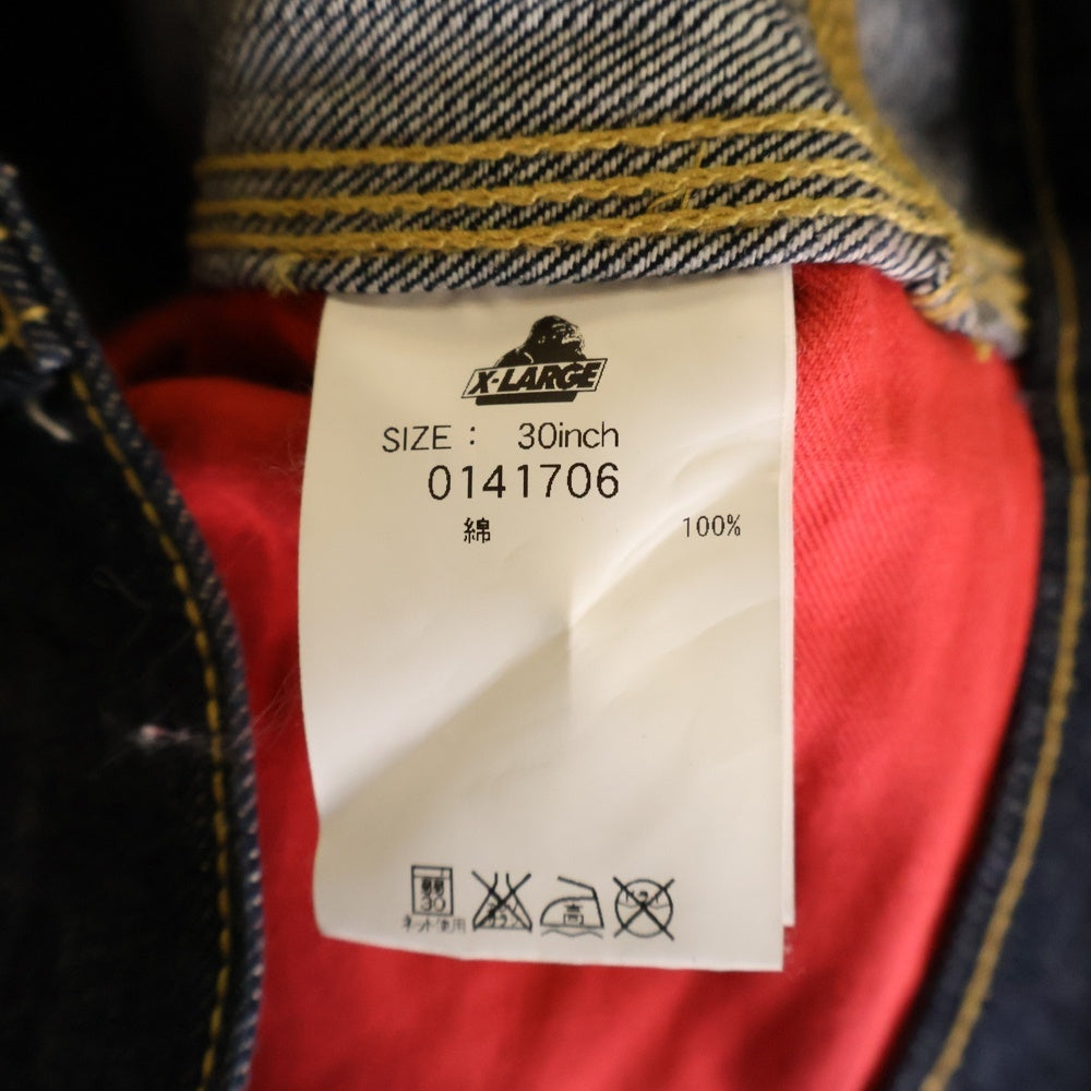 X-LARGE(エクストララージ) バックポケットロゴ刺繍 ペインターハーフパンツ デニムショーツ インディゴ 0141706