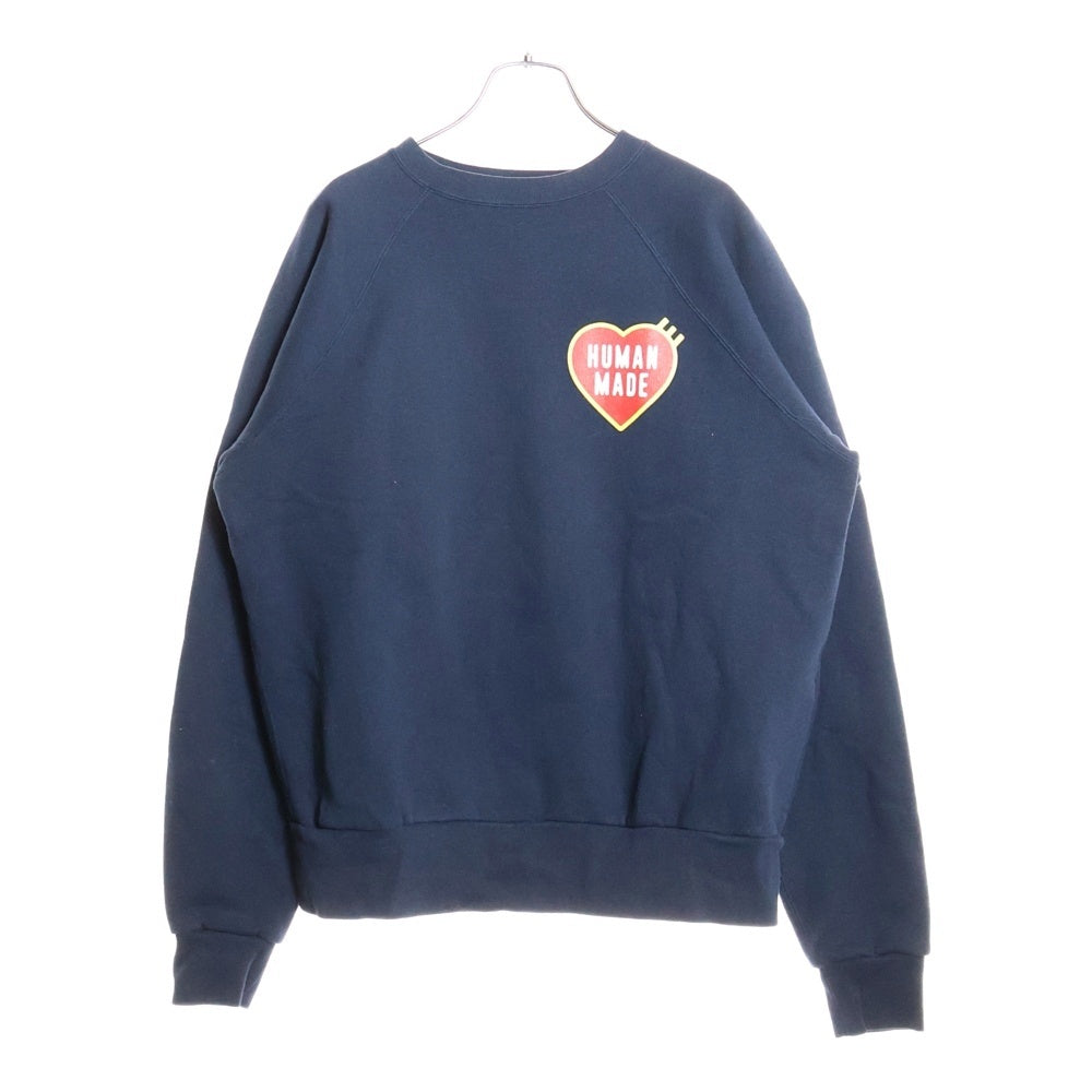 HUMAN MADE(ヒューマンメイド) ハートロゴ バックプリント クルーネックスウェット トレーナー ネイビー