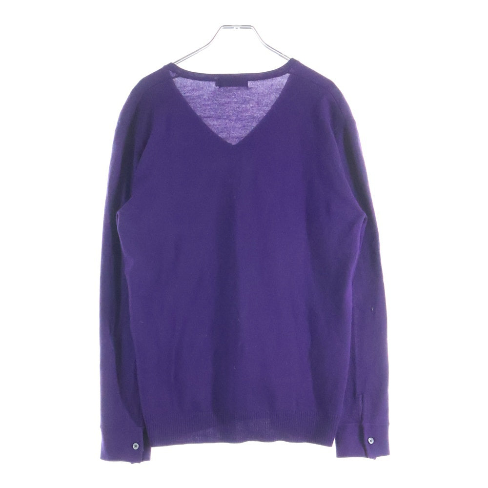 BURBERRY BLACK LABEL(バーバリー ブラックレーベル) フロントロゴ刺繍 Vネック 長袖セーター ニット パープル BMT95-104-38