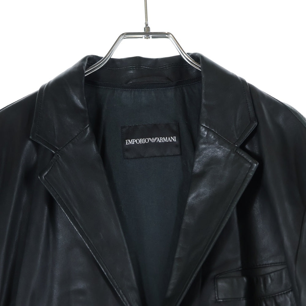 EMPORIO ARMANI(エンポリオアルマーニ) ラムレザー テーラードジャケット ブラック B1G03P
