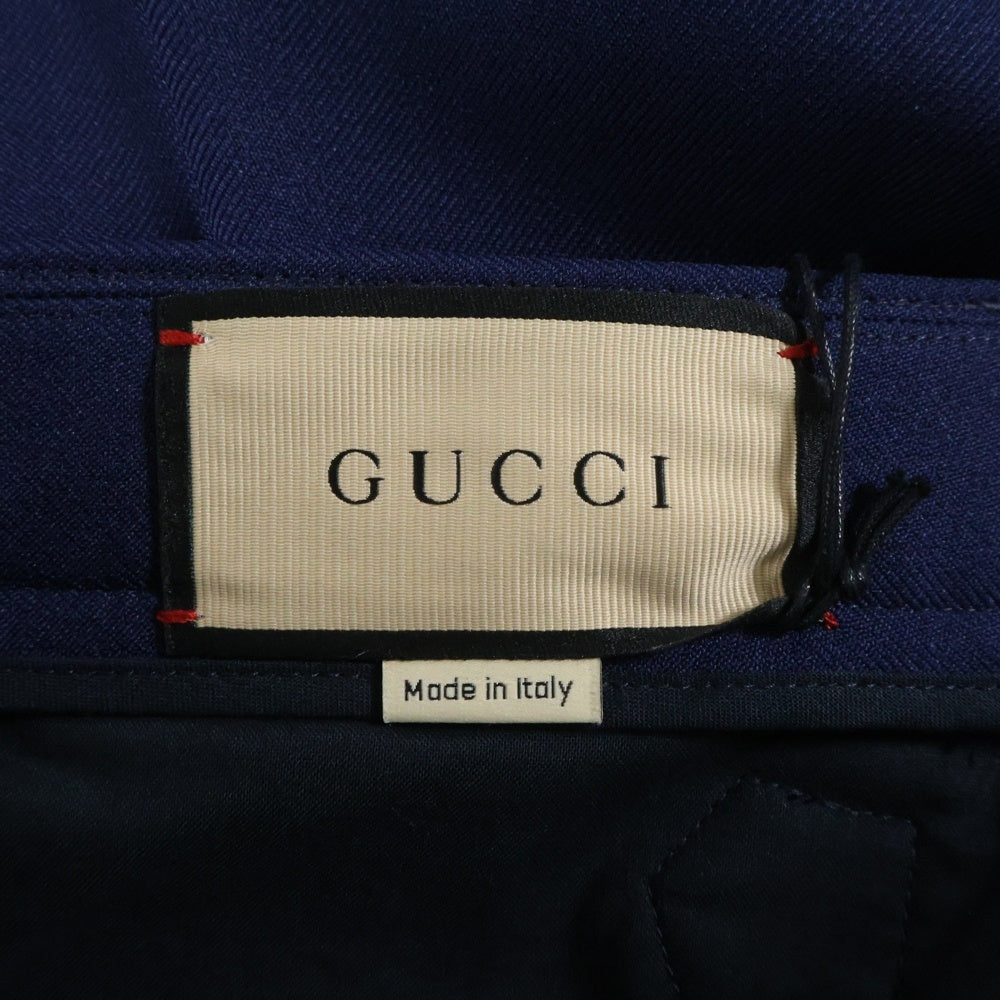 GUCCI(グッチ) センタープレス バックベルト スラックスパンツ ネイビー 690469 Z798C