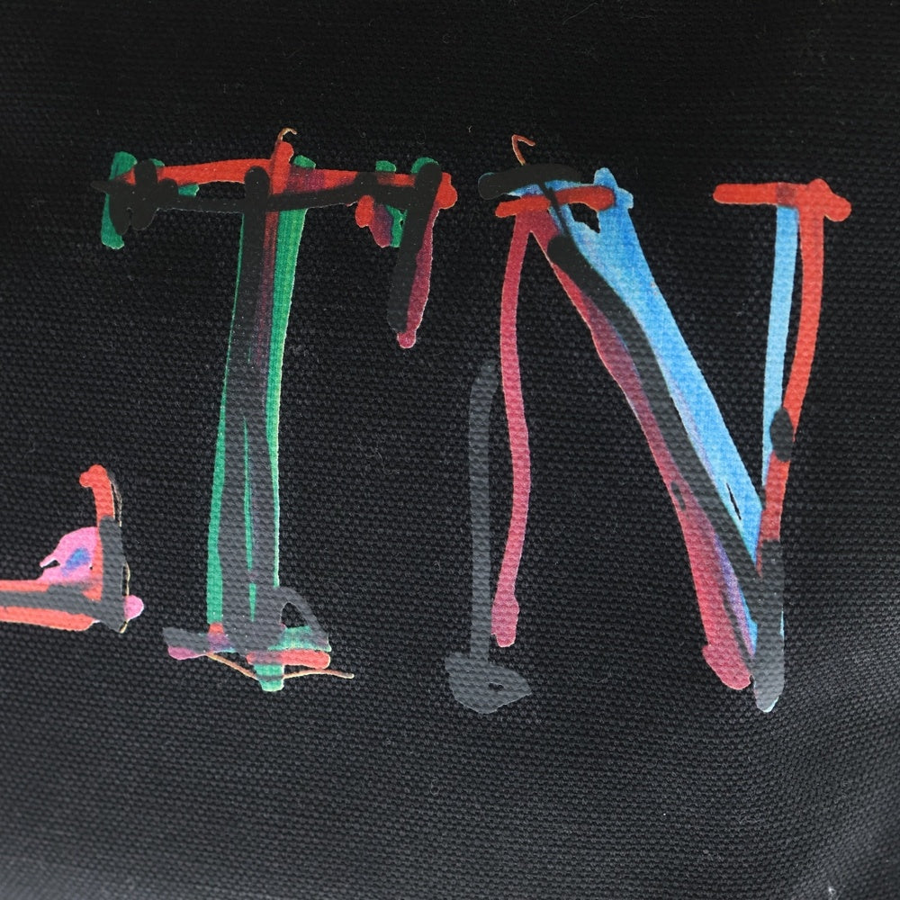 VALENTINO GARAVANI(ヴァレンチノガラヴァーニ) ガラヴァーニ ロックスタッズ キャンバス トートバッグ ハンドバッグ ブラック