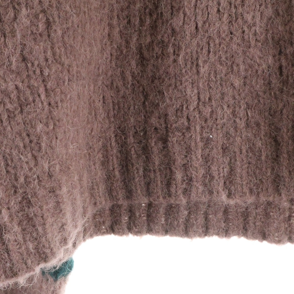 DRIES VAN NOTEN(ドリスヴァンノッテン) クロップド丈 クルーネック モヘア ニット セーター ブラウン レディース