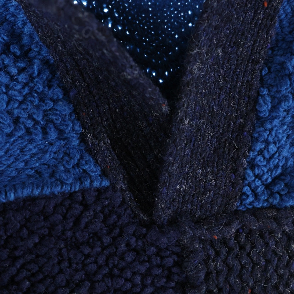 BOTTEGA VENETA(ボッテガヴェネタ) Patchwork Wool Knit Sweater パッチワーク クロップド丈 ウールニット ブルー 720813 V2D40 レディース