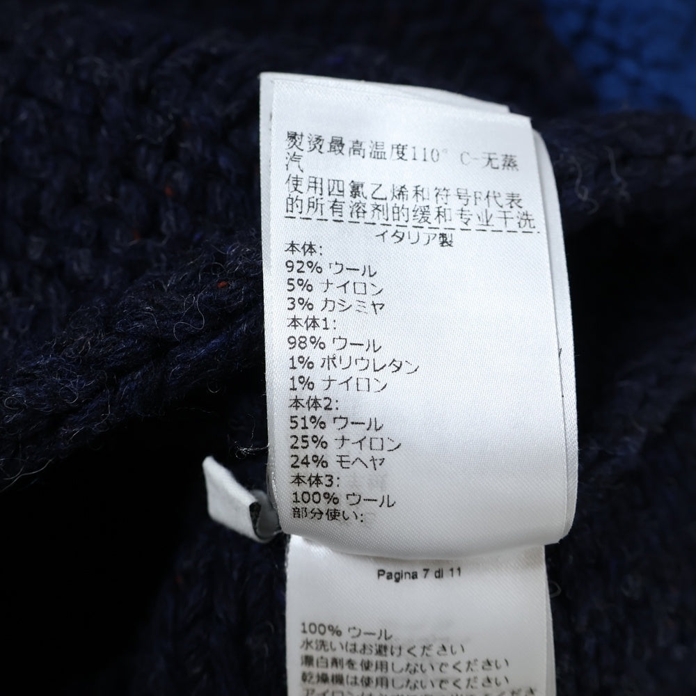 BOTTEGA VENETA(ボッテガヴェネタ) Patchwork Wool Knit Sweater パッチワーク クロップド丈 ウールニット ブルー 720813 V2D40 レディース