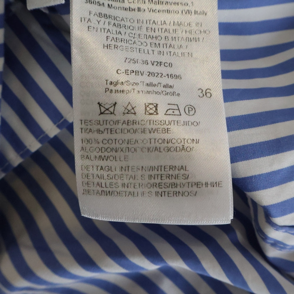 BOTTEGA VENETA(ボッテガヴェネタ) ストライプ コットン 長袖シャツ ブルー/ホワイト 725636 V2FC0 レディース