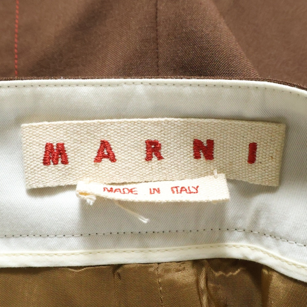 MARNI(マルニ) ステッチ ベルテッド ワイドパンツ ブラウン レディース PAMA0097CU