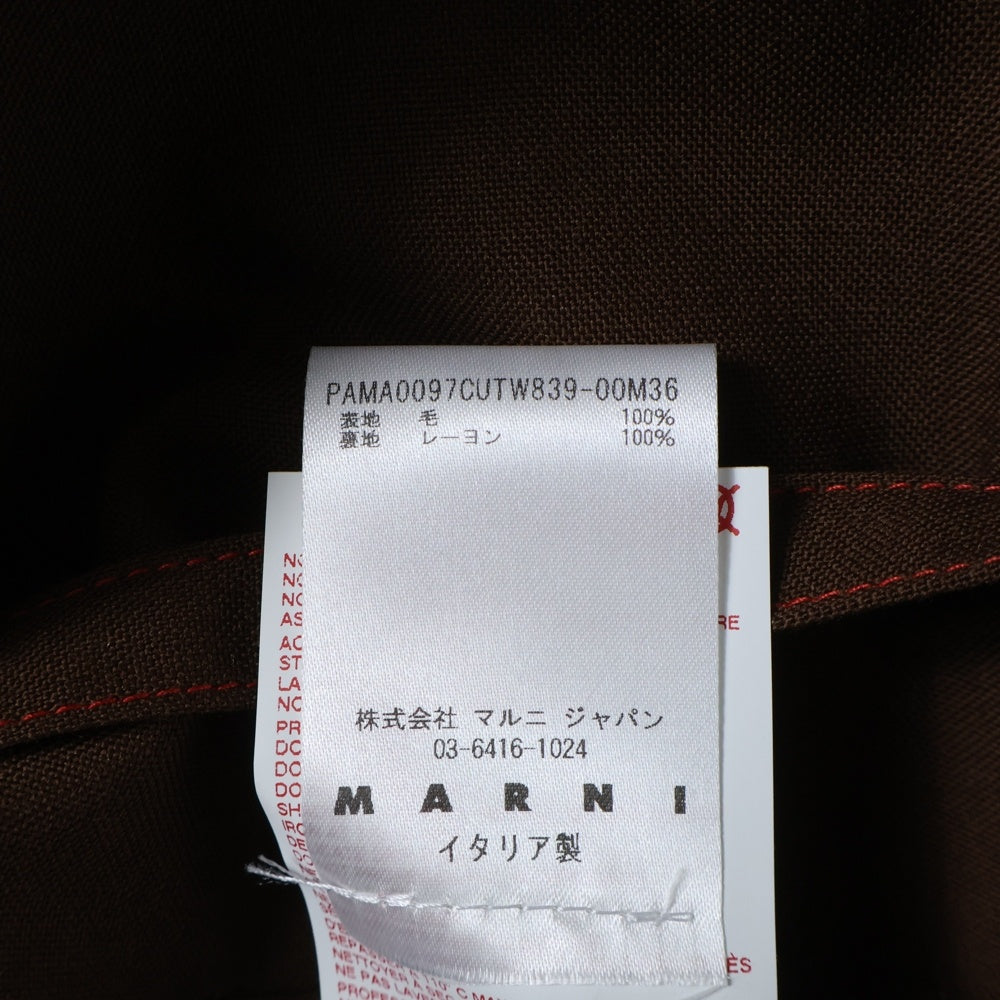 MARNI(マルニ) ステッチ ベルテッド ワイドパンツ ブラウン レディース PAMA0097CU