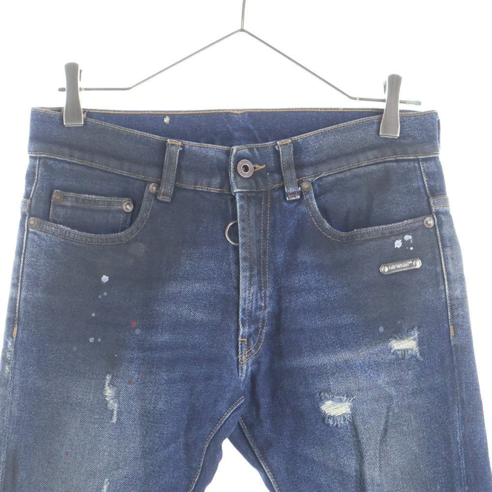 OFF-WHITE(オフホワイト) ロゴプレート デニム スキニーパンツ インディゴ OMYA002E18149001