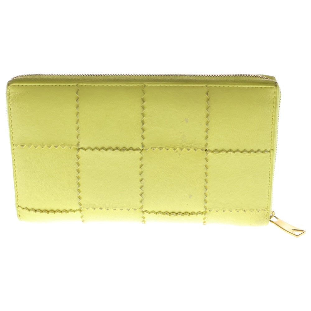 BOTTEGA VENETA(ボッテガヴェネタ) マキシ イントレチャート ラウンドファスナー 長財布 イエロー レディース
