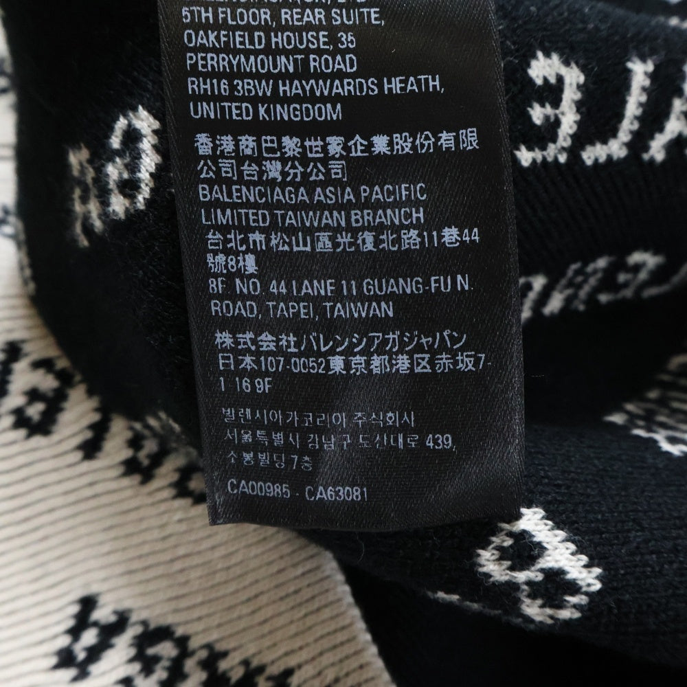BALENCIAGA(バレンシアガ) ロゴ総柄 クルーネック コットン 長袖セーター ニット アイボリー 702952 T3233