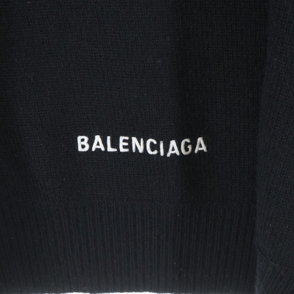 BALENCIAGA(バレンシアガ) バックロゴ刺繍 クルーネックセーター カシミヤニット ブラック 682004 T4124
