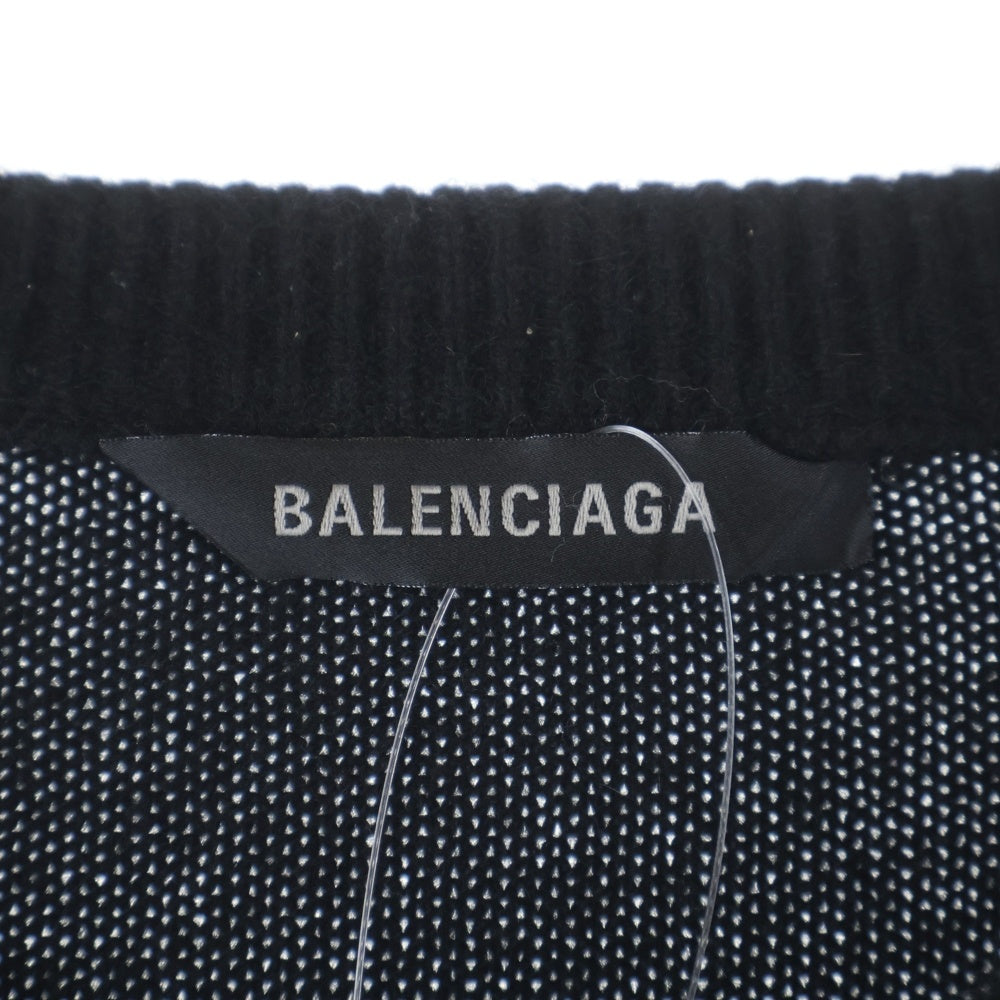 BALENCIAGA(バレンシアガ) バックロゴ刺繍 クルーネックセーター カシミヤニット ブラック 682004 T4124