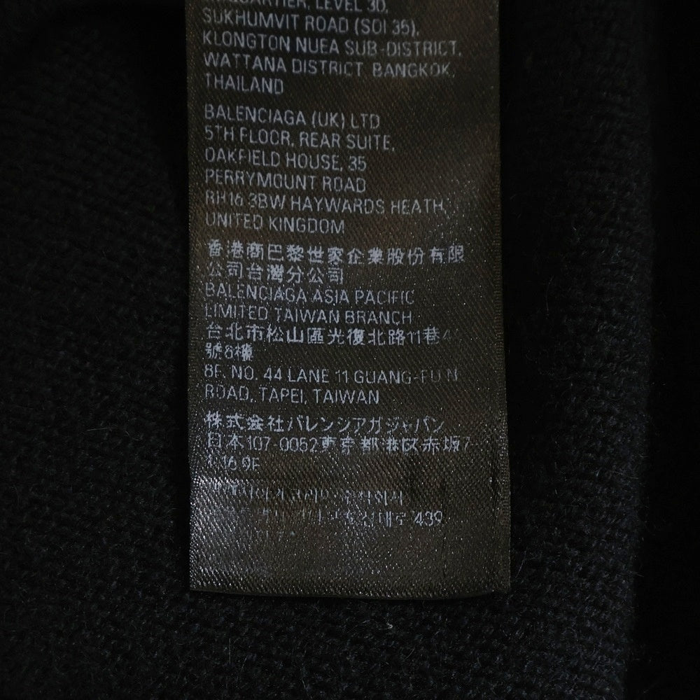 BALENCIAGA(バレンシアガ) バックロゴ刺繍 クルーネックセーター カシミヤニット ブラック 682004 T4124