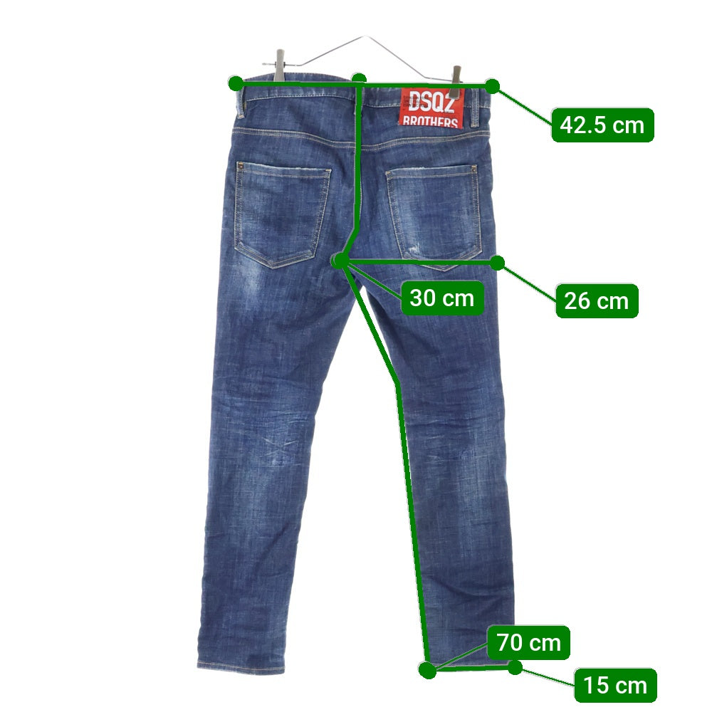 DSQUARED2(ディースクエアード) SKATER JEAN ボタンフライ スキニーデニムパンツ インディゴ S74LB1133S30342