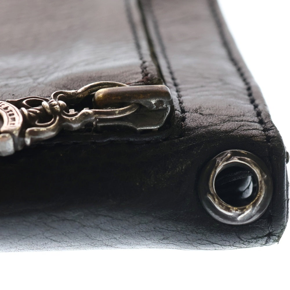 【専用】CHROME HEARTSクロムハーツ ウェーブウォレットブラックレザー CHROME HEARTS(クロムハーツ) WAVE ウェーブ レザーウォレット 財布