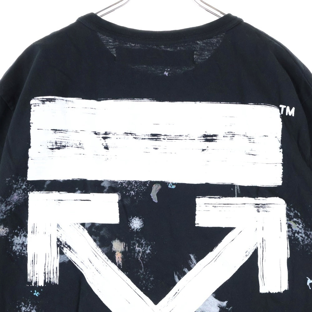 OFF-WHITE(オフホワイト) 21SS Galaxy Brushed Arrows T-Shirt ギャラクシー ブラッシュド アロー バックロゴプリント クルーネック半袖Tシャツ カットソー ブラック OMAA002S20JER001