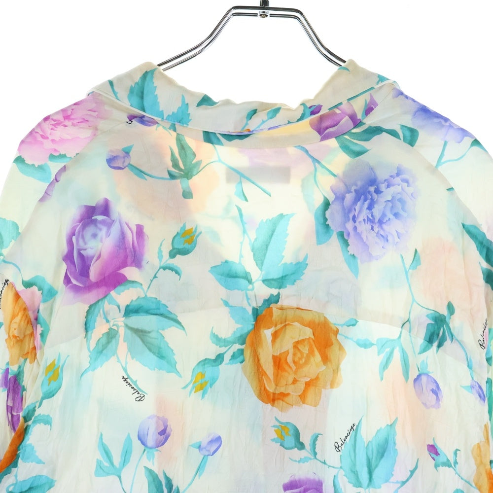 BALENCIAGA(バレンシアガ) フラワー総柄 シルク 長袖シャツ マルチカラー レディース 602450 TGLS4