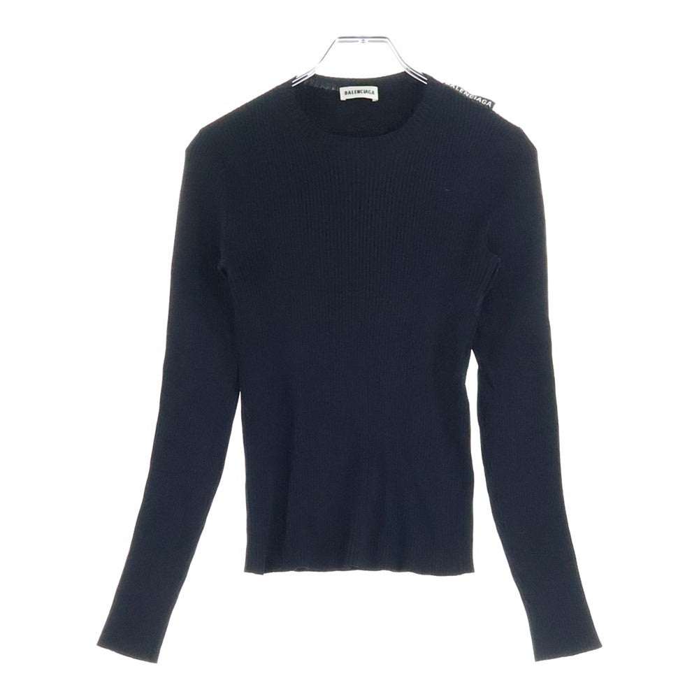 BALENCIAGA(バレンシアガ) ショルダーロゴタグ付 クルーネック 長袖セーター ブラック レディース 570828 T5101
