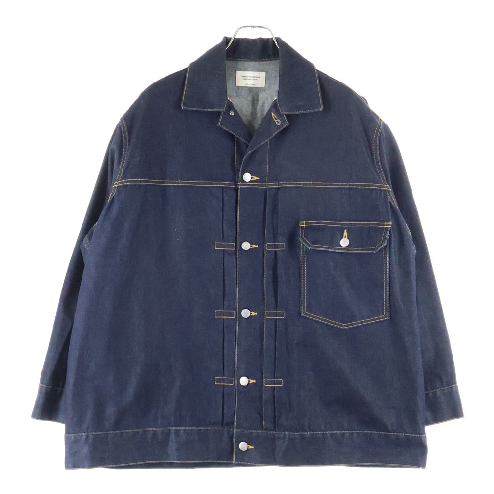 beautiful people(ビューティフルピープル) selvage denim big blouson セルビッヂ デニム ビッグ ブルゾン Tバック シンチバック デニムジャケット インディゴ 1000102017