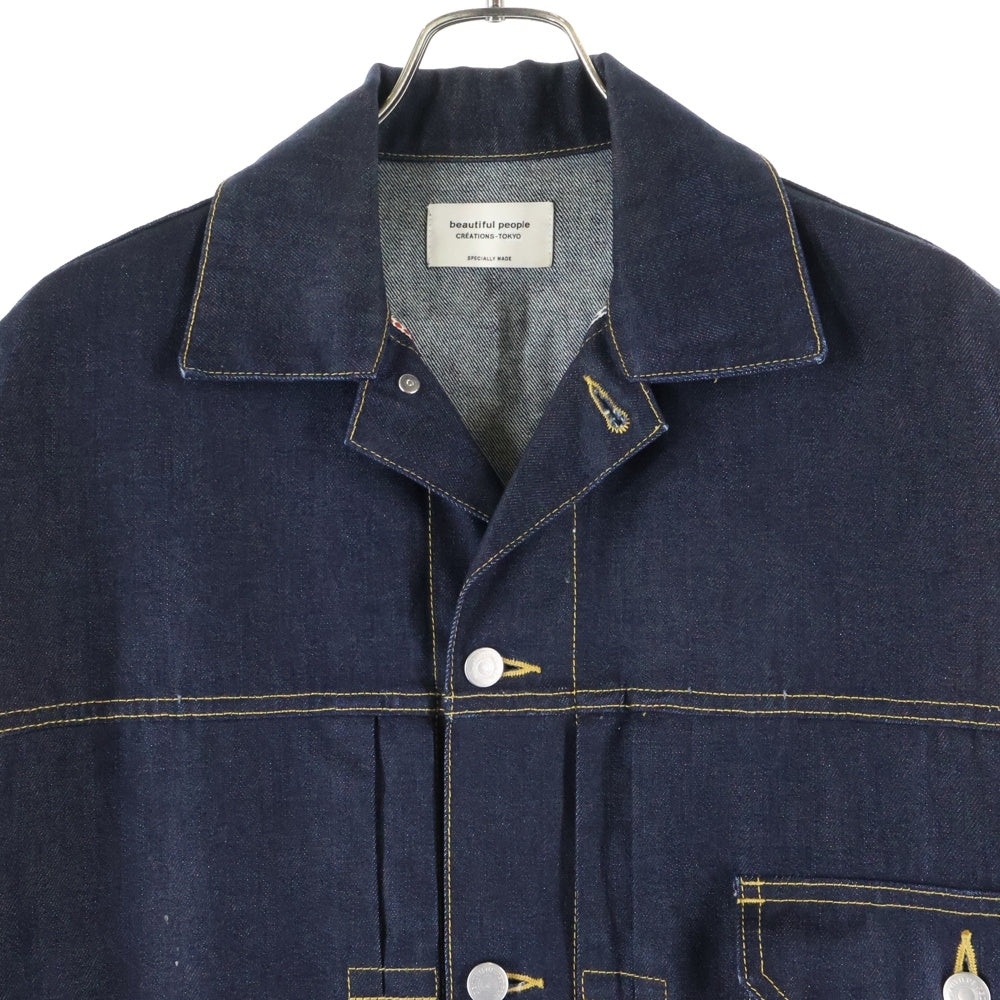 beautiful people(ビューティフルピープル) selvage denim big blouson セルビッヂ デニム ビッグ ブルゾン Tバック シンチバック デニムジャケット インディゴ 1000102017