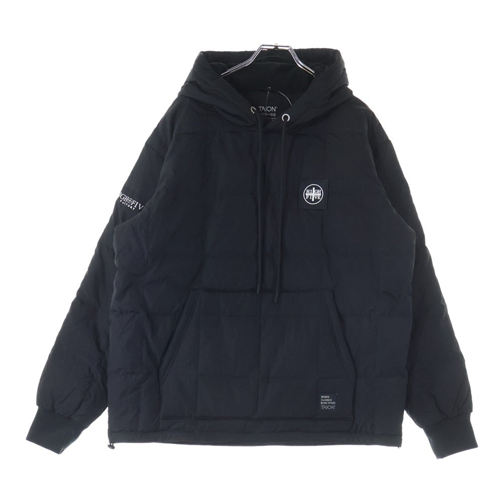 NO BRAND(ノーブランド) HIGH FIVE FACTORY×TAION ラバーロゴ ダウン プルオーバー パーカー ブラック