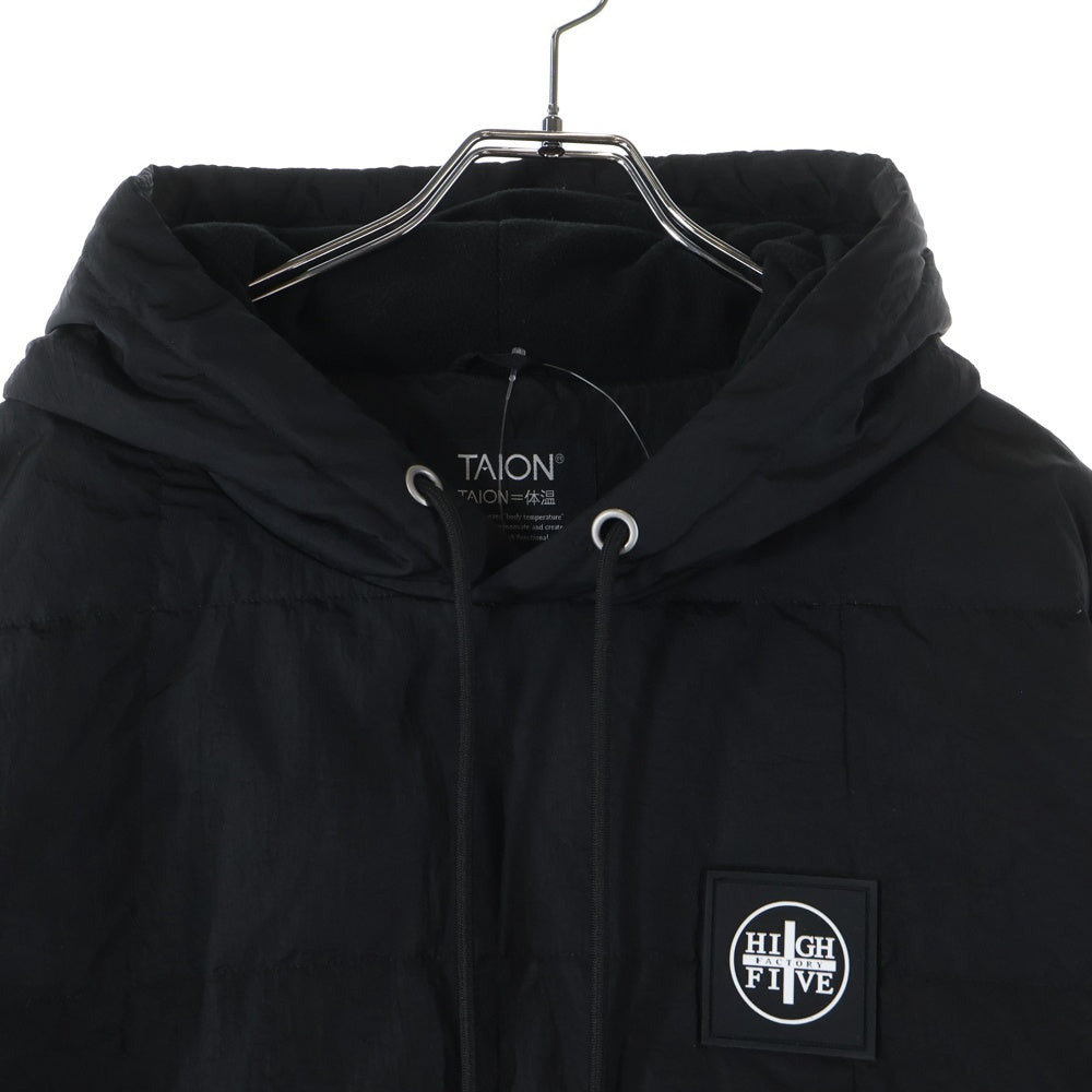 NO BRAND(ノーブランド) HIGH FIVE FACTORY×TAION ラバーロゴ ダウン プルオーバー パーカー ブラック