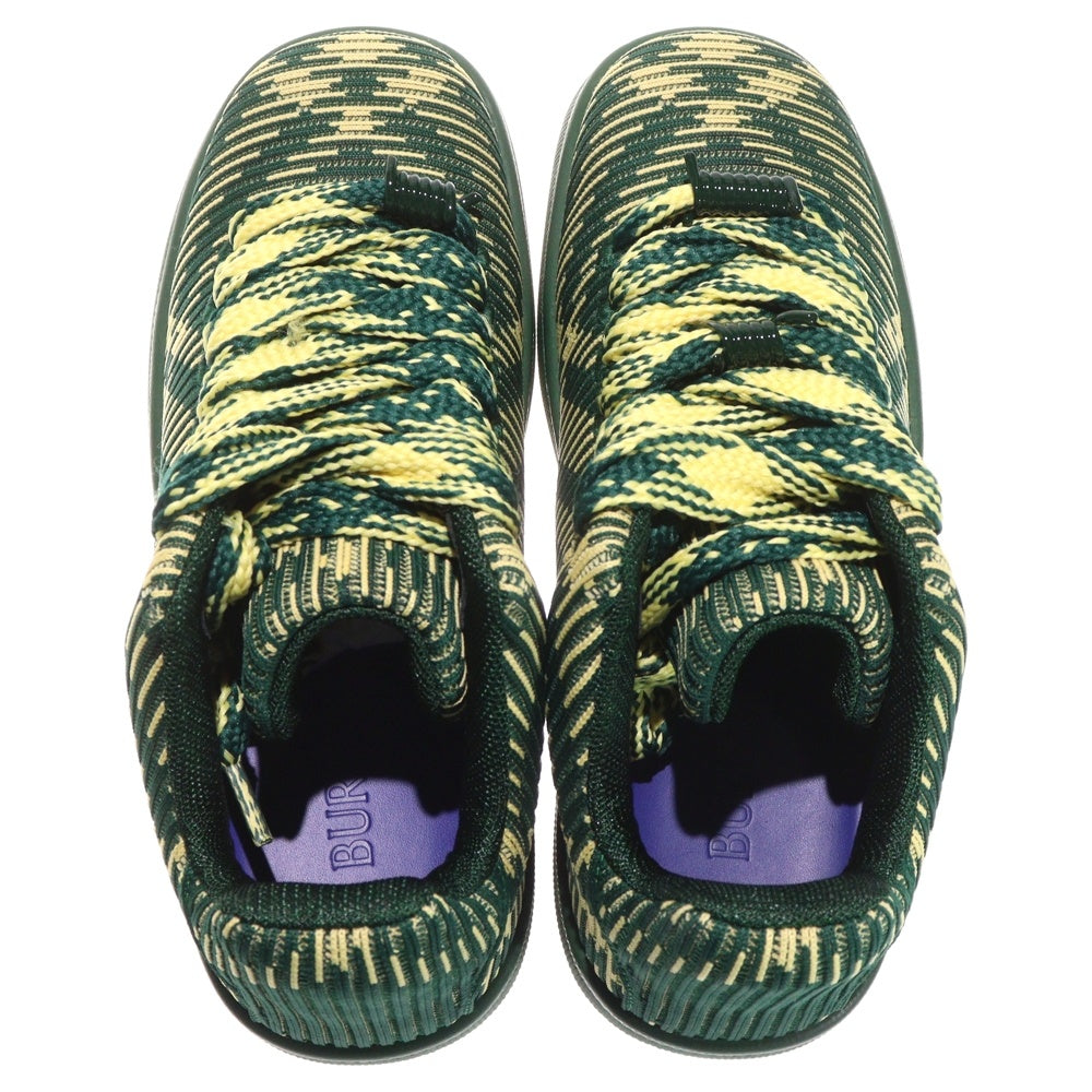 BURBERRY(バーバリー) チェックニット ボックス スニーカー グリーン/イエロー