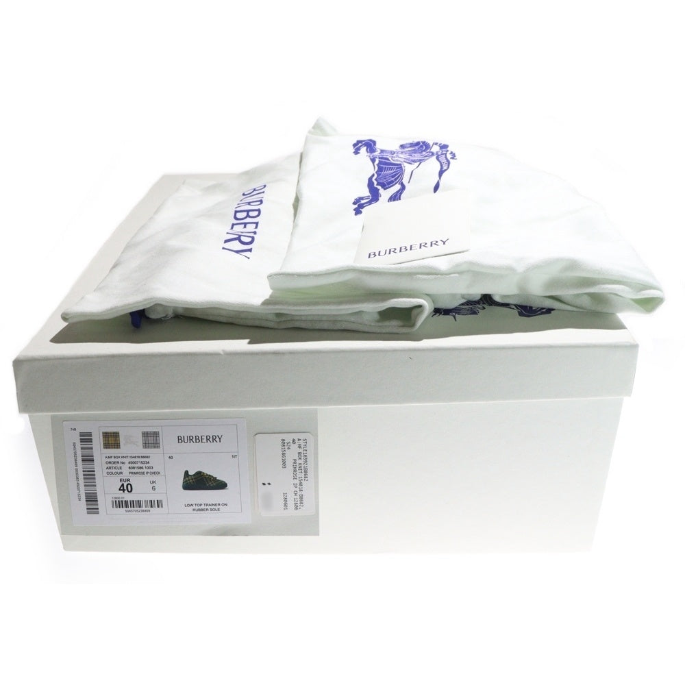 BURBERRY(バーバリー) チェックニット ボックス スニーカー グリーン