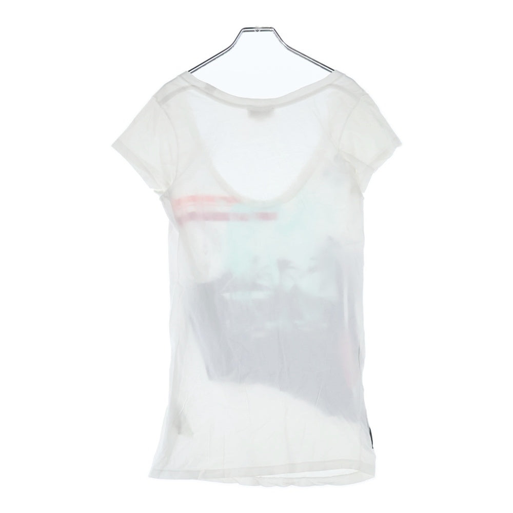 DIESEL(ディーゼル) ワイド Uネック フロントプリント 半袖Tシャツ カットソー ホワイト レディース