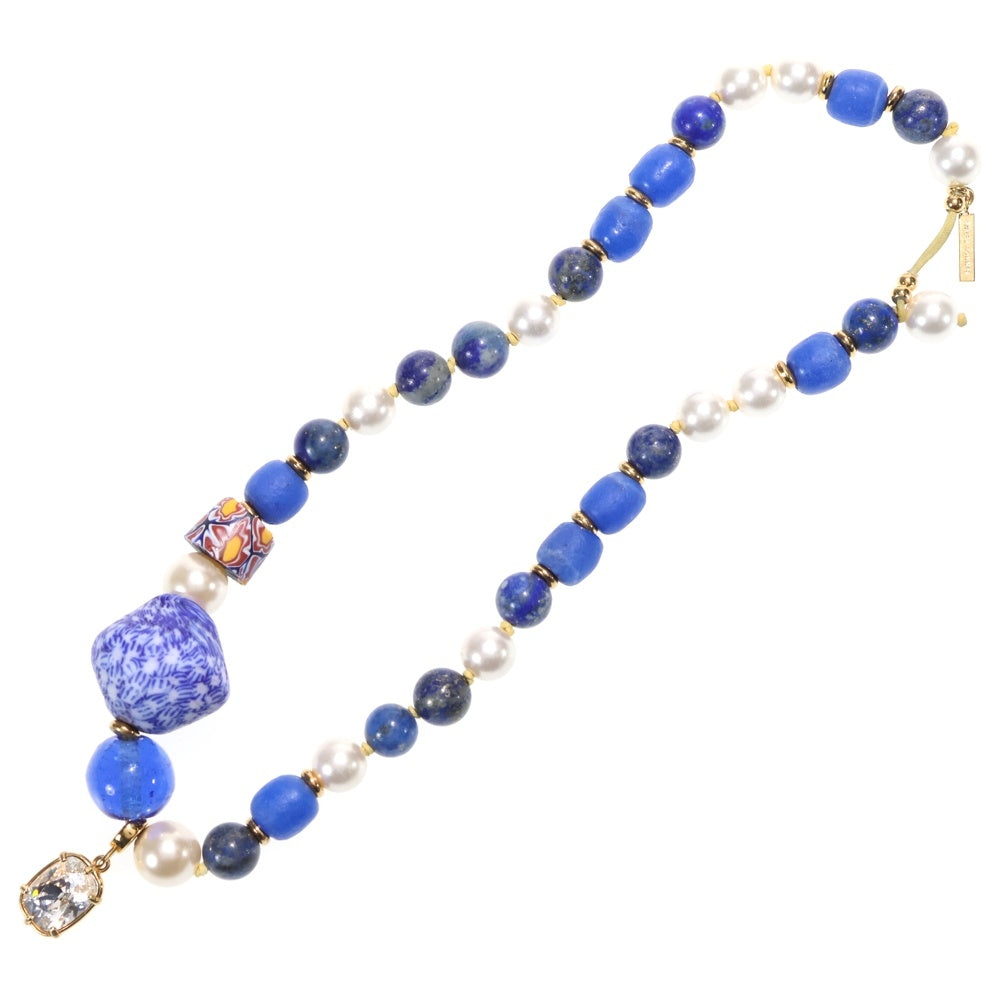 Wales Bonner(ウェールズ ボナー) Story Necklace UA24NK02 クリスタル パール ネックレス ブルー レディース