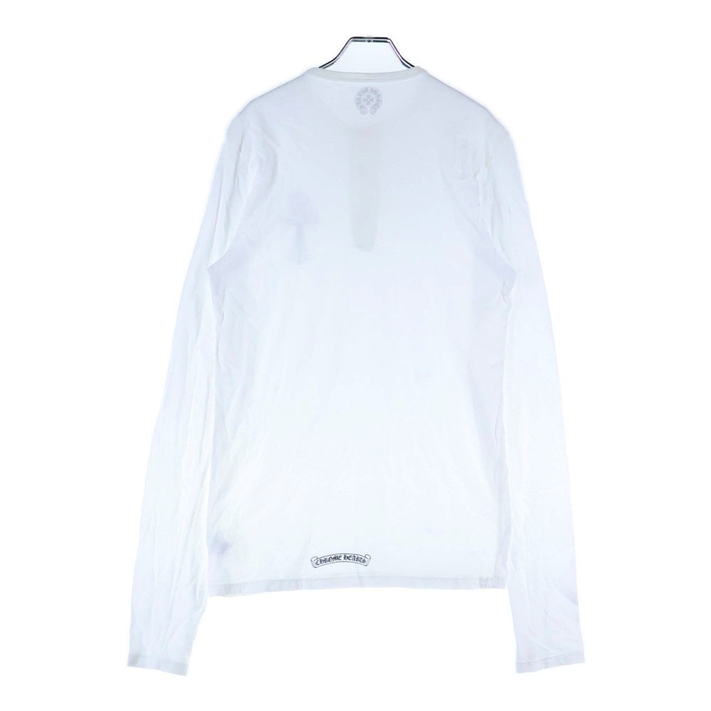 CHROME HEARTS(クロムハーツ) CHクロスプリント クロスボールボタン付き ヘンリーネック長袖Tシャツ カットソー ホワイト