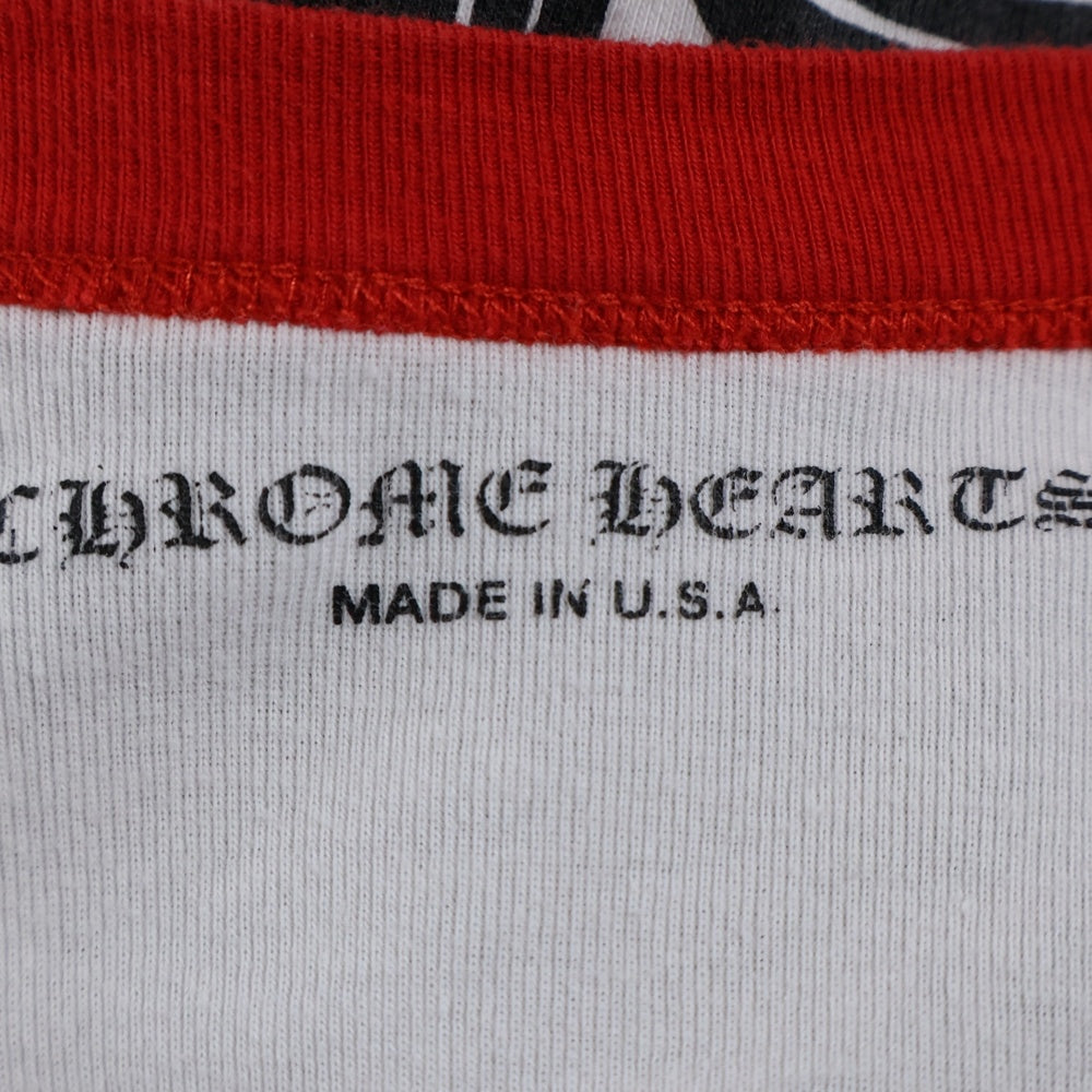 CHROME HEARTS(クロムハーツ) Dogger L/S Tee ラグラン ダガープリント クルーネック 長袖Tシャツ ホワイト/レッド