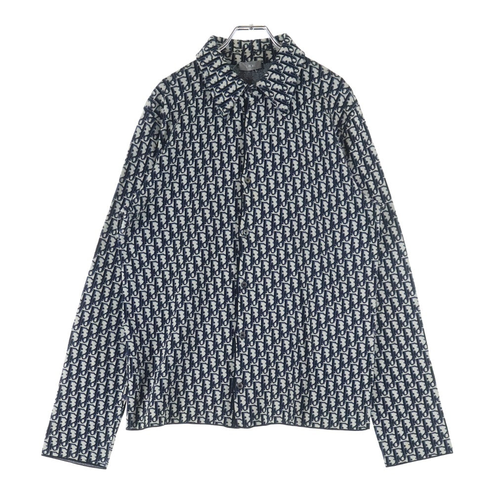 DIOR(ディオール) 20SS Oblique Overshirt 023M550AT099 オブリーク 総柄コットン長袖オーバーシャツ ベージュ/ネイビー