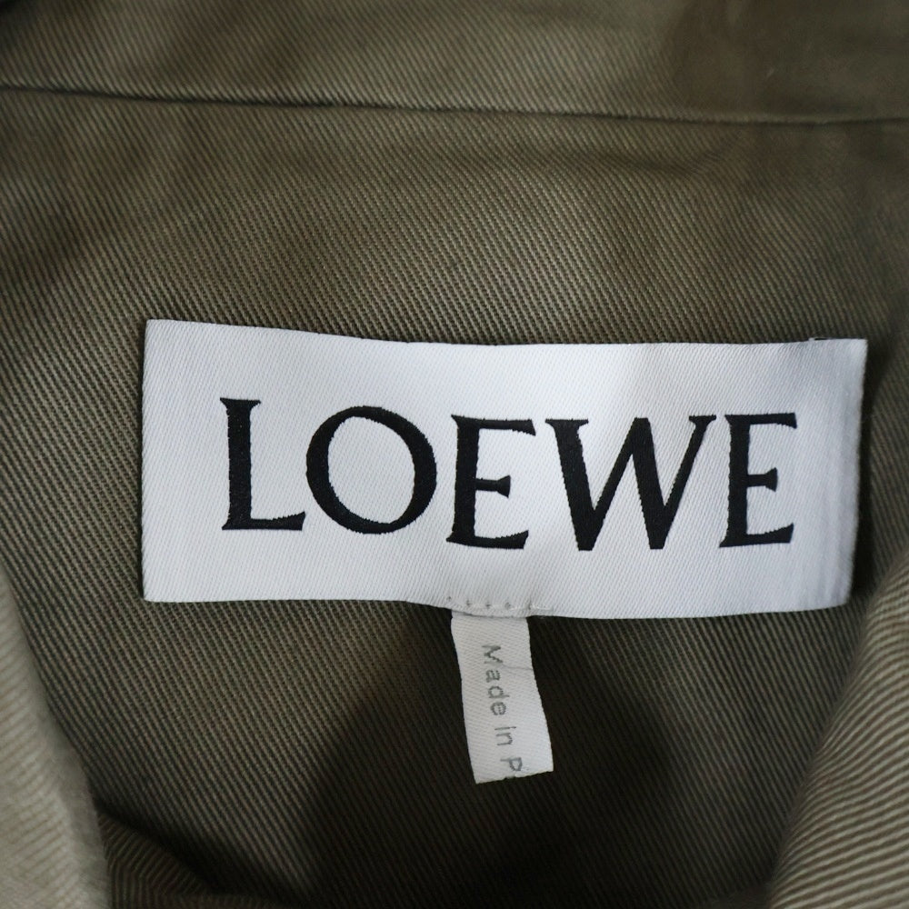 LOEWE(ロエベ) アナグラムロゴレザーパッチ コットン フーデッドジャケット カーキ H526Y02W94