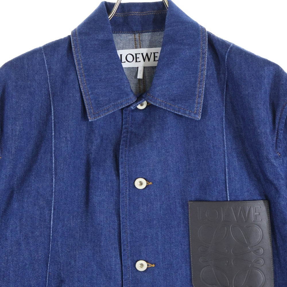 LOEWE(ロエベ) アナグラムロゴレザーパッチ デニムジャケット カバーオール インディゴ H526Y13X20