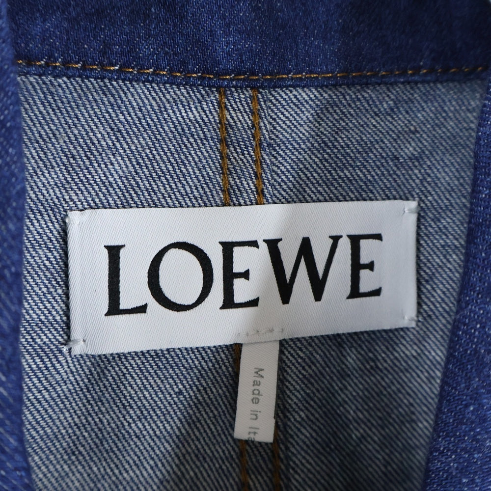 LOEWE(ロエベ) アナグラムロゴレザーパッチ デニムジャケット カバーオール インディゴ H526Y13X20