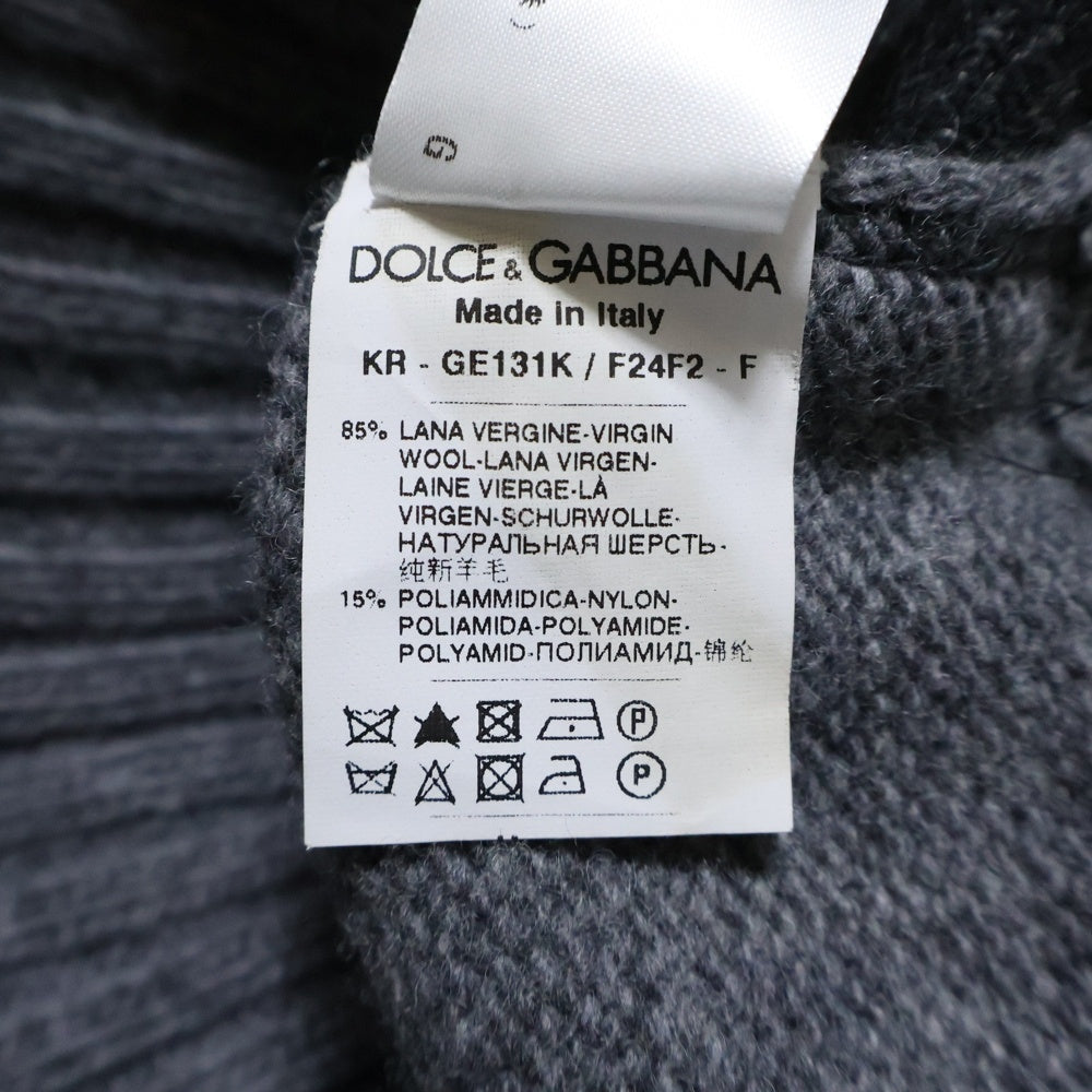 DOLCE & GABBANA(ドルチェアンドガッバーナ) ウール クルーネック 半袖ニット セーター グレー