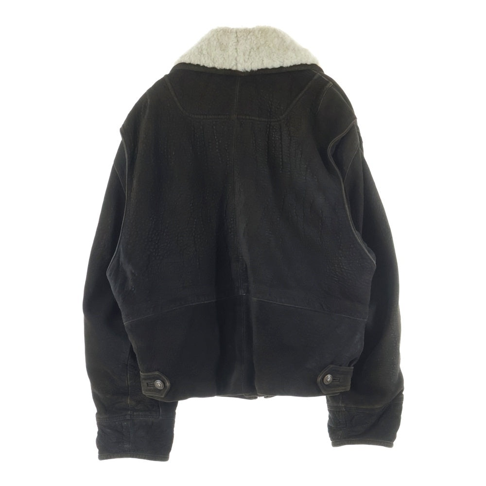 HUGO BOSS(ヒューゴボス) 襟ボア レザーボンバージャケット ジップアップブルゾン ブラウン 12805