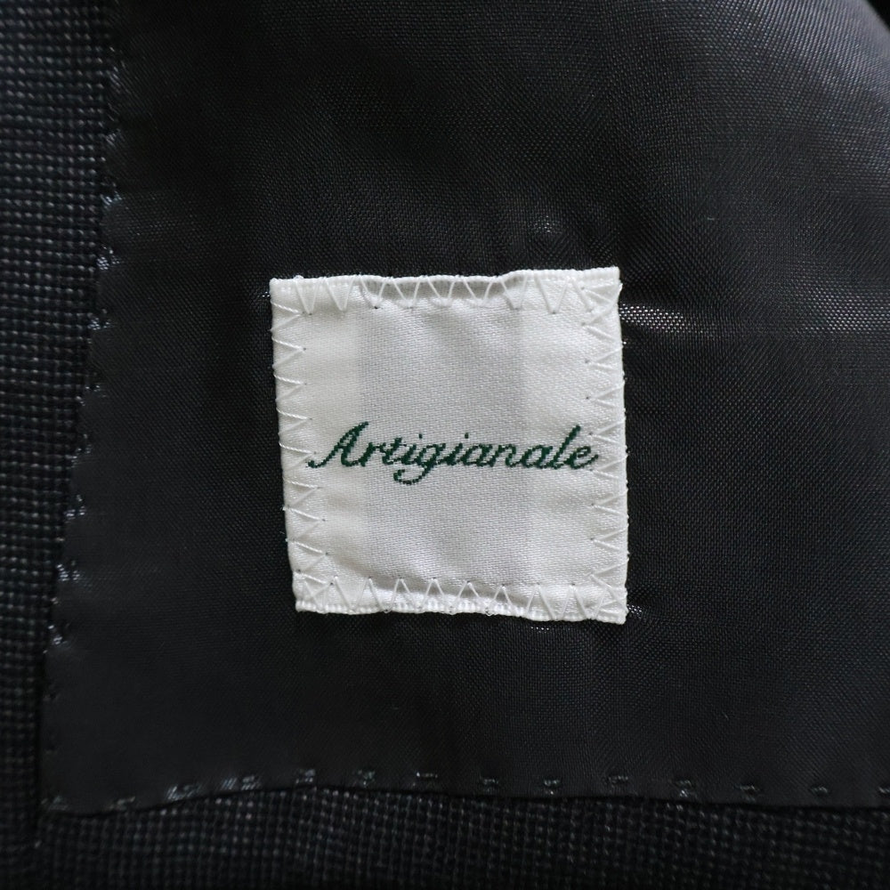 NO BRAND(ノーブランド) Artigianale アルティジャナーレ カルロバルベラ社製生地使用 サイドベンツ 段返り3Bテーラードジャケット スラックスパンツ セットアップスーツ グレー