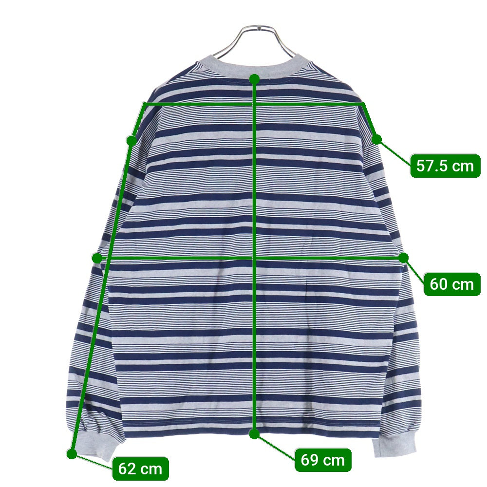 everyone(エブリワン) 24SS BORDER L/S TEE ボーダー クルーネック 長袖Tシャツ カットソー ブルー/グレー EV24-CS20