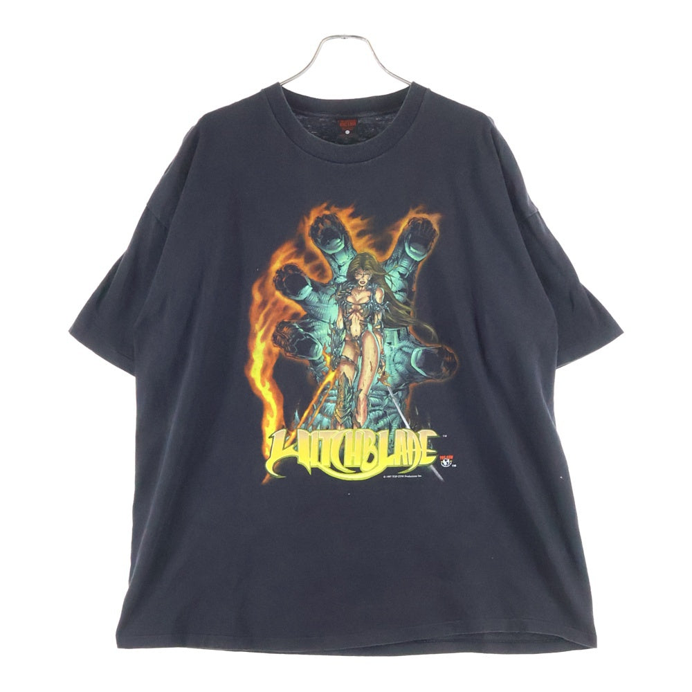 VINTAGE(ヴィンテージ) 90s Witch Blade ウィッチブレイド フロントプリント アニメ クルーネック半袖Tシャツ ショートスリーブカットソー ブラック