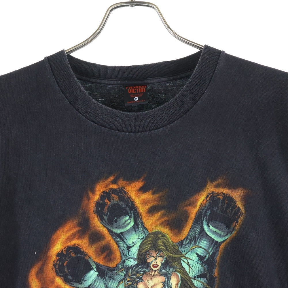 VINTAGE(ヴィンテージ) 90s Witch Blade ウィッチブレイド フロントプリント アニメ クルーネック半袖Tシャツ ショートスリーブカットソー ブラック
