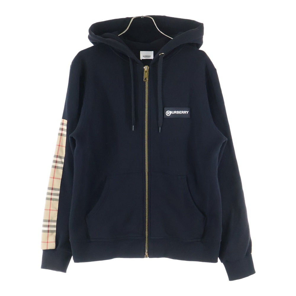 BURBERRY(バーバリー) 21SS ヴィンテージチェックパネル オーバーサイズ スウェットジップアップパーカー 8024543 ブラック