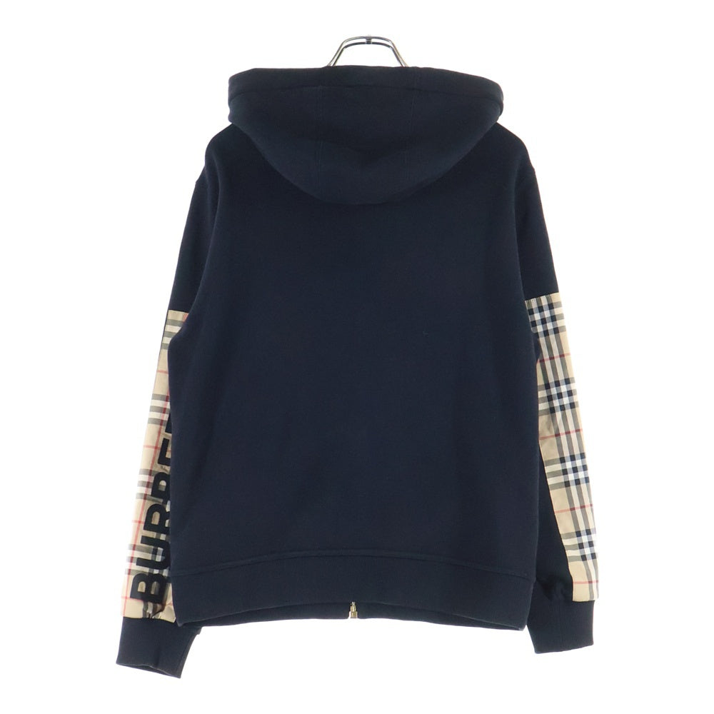 BURBERRY(バーバリー) 21SS ヴィンテージチェックパネル オーバーサイズ スウェットジップアップパーカー 8024543 ブラック