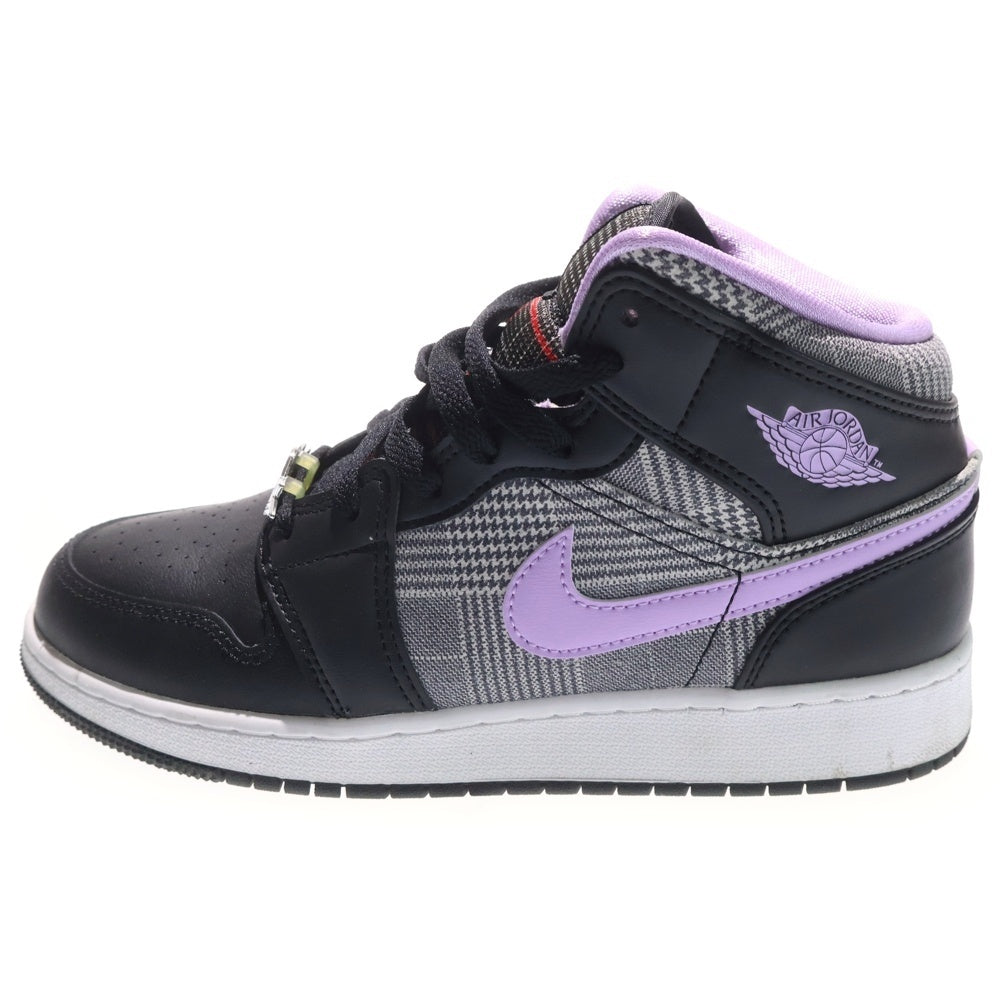 NIKE(ナイキ) AIR JORDAN 1 MID SE GS DC7226 015 エアジョーダン1 ミッドカットスニーカー レディース ブラック/パープル US5.5Y/24cm