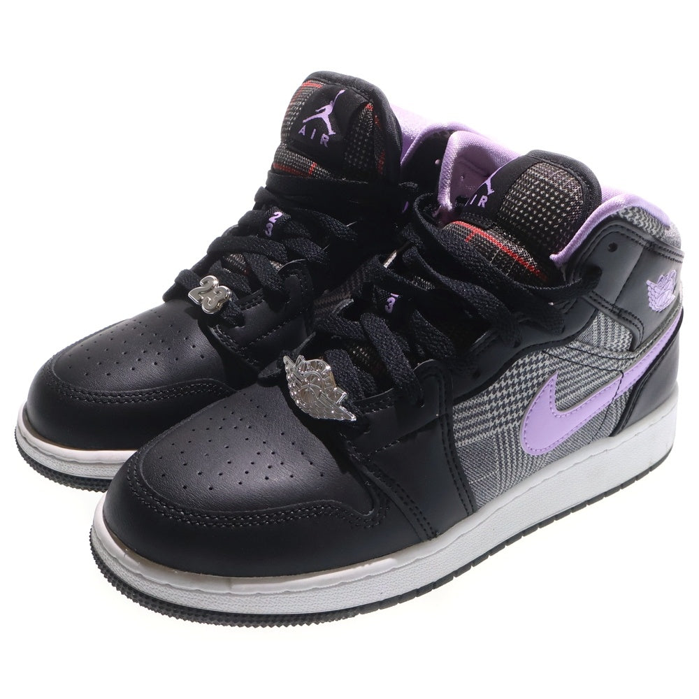 NIKE(ナイキ) AIR JORDAN 1 MID SE GS DC7226 015 エアジョーダン1 ミッドカットスニーカー レディース ブラック/パープル US5.5Y/24cm