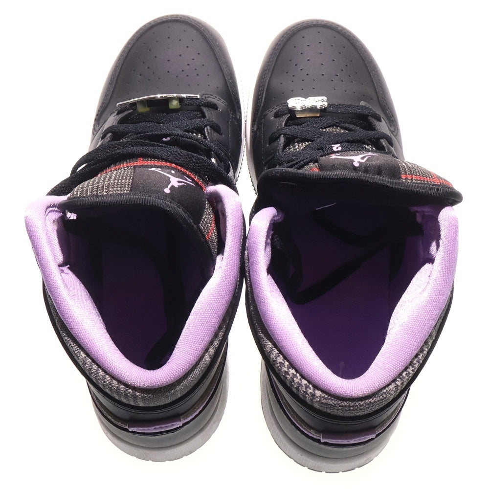 NIKE(ナイキ) AIR JORDAN 1 MID SE GS DC7226 015 エアジョーダン1 ミッドカットスニーカー レディース ブラック/パープル US5.5Y/24cm